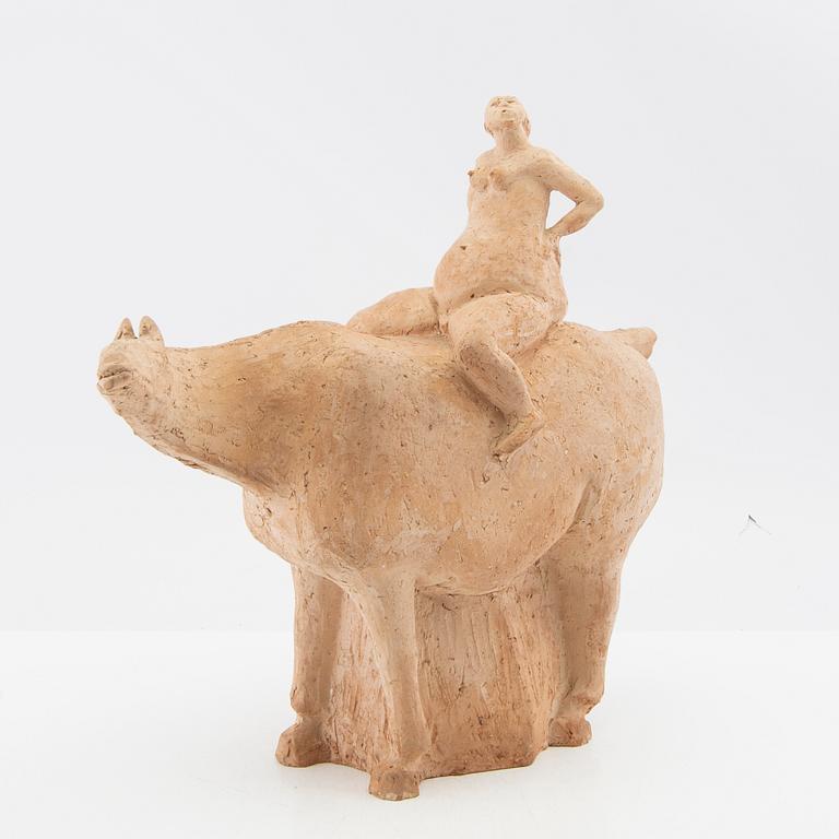 Åke Holm, skulptur, "Lady Godiva", signerad terracotta.