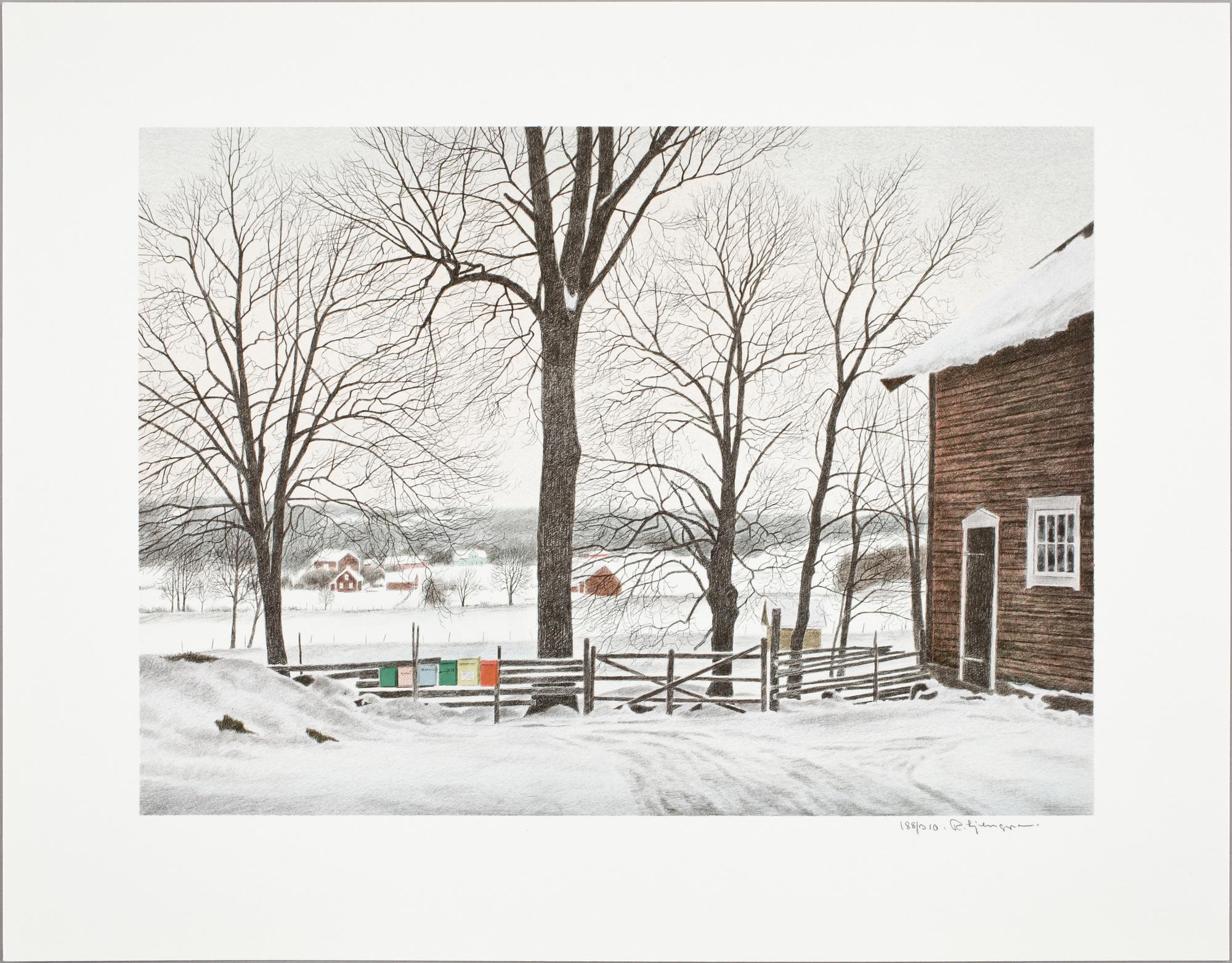 REINHOLD LJUNGGREN, mappen "Vinter", 5 st färglitografier. Sign o numr 188/310. 1983-84.