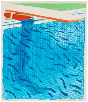 762. David Hockney, "Pool Made with Paper and Blue Ink for Book".