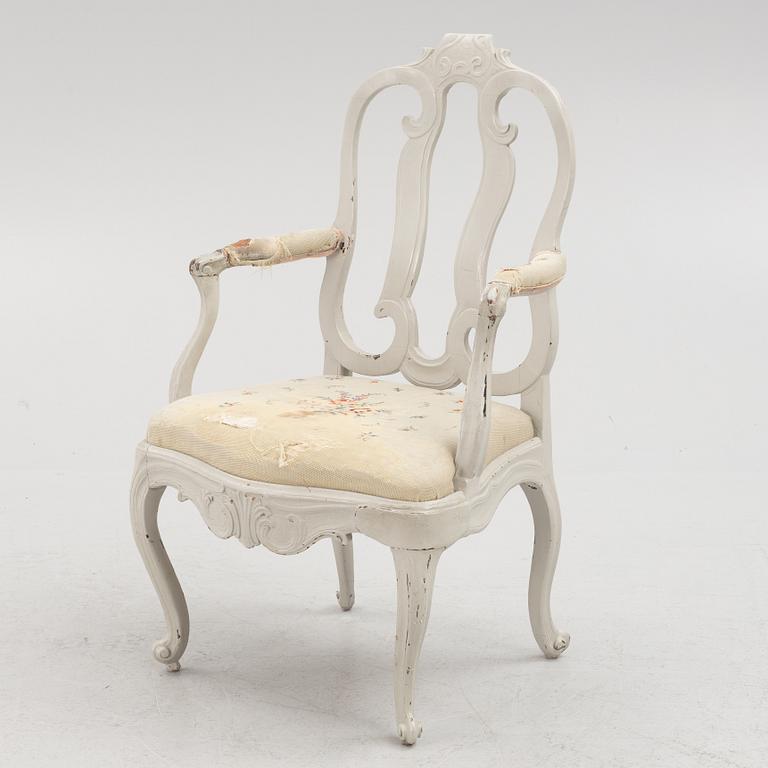 A Rococo armchairs, 18th century.