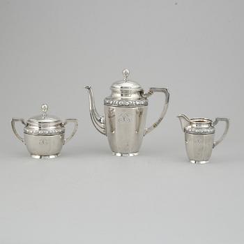 A three pieces silver coffee service from CG Hallberg, Stockholm 1916.