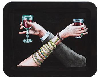 A Piero Fonasetti tray table, Milano, Italy.