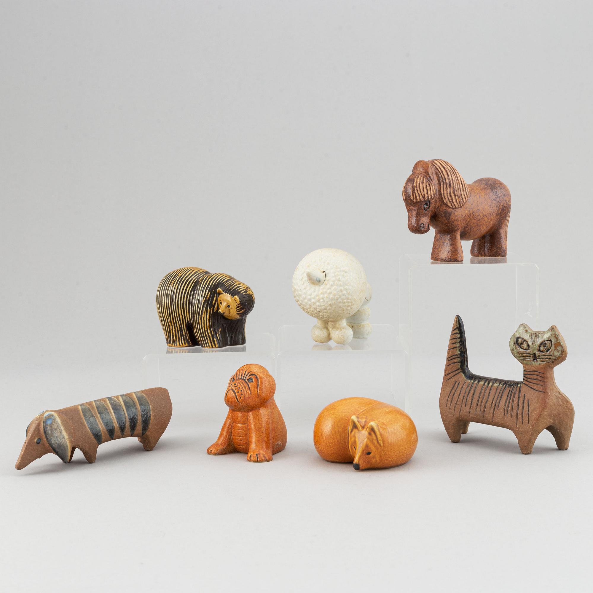Lisa Larson, figuriner, 7 st, stengods, Gustavsberg.