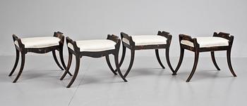 TABURETTER, 4 st, Karl Johan, 1800-talets första hälft.