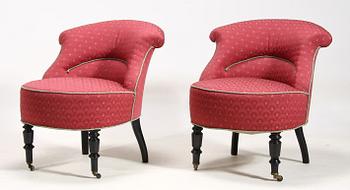 FÅTÖLJER, ett par, sent 1800-tal.