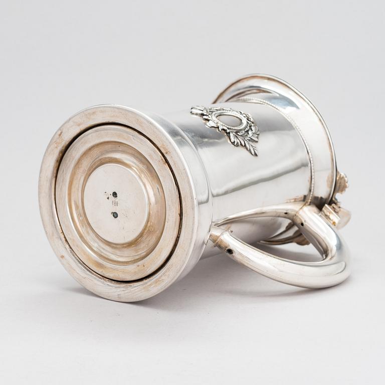 A silver tankard with glass liner, Milan, Italy 1950s-60s.