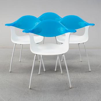 ROSS LOVEGROVE, a dining table + four chairs "Driade Bluebelle" för Driade Aleph, Italy, 1998.