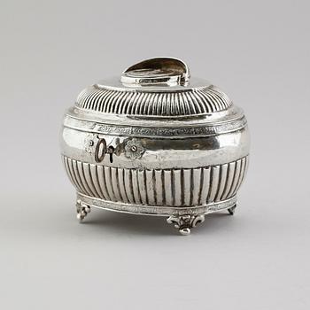 SOCKERSKRIN, silver, Anders Johan Lignell, Sundsvall 1806-1842. Vikt ca 229 gram.