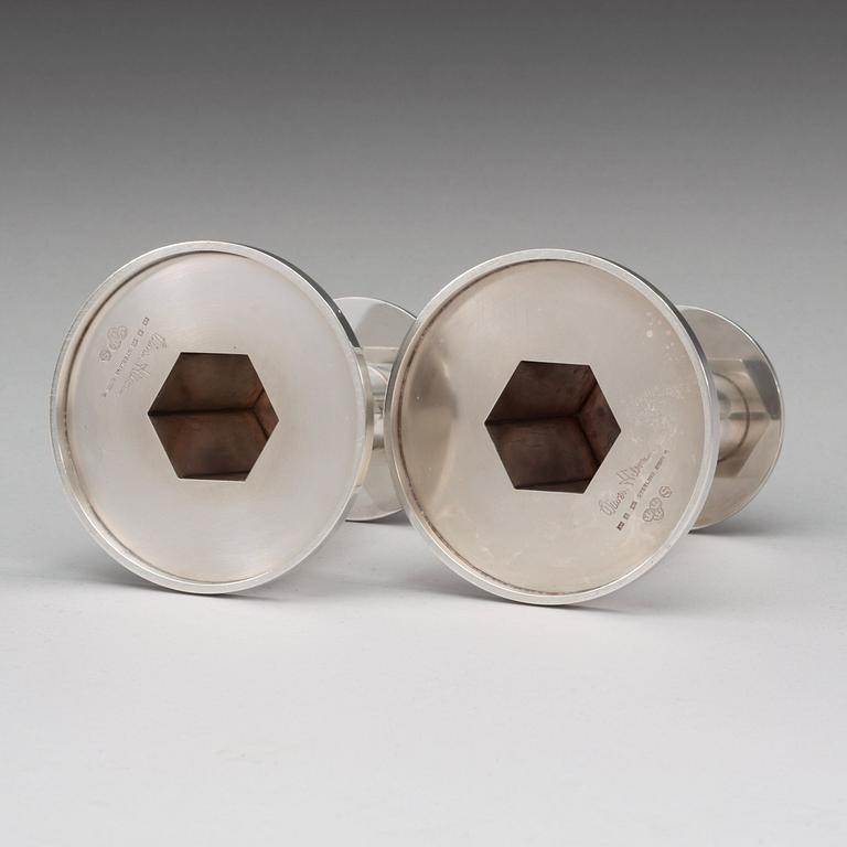 WIWEN NILSSON, ljusstakar, ett par, Lund 1962, sterling.