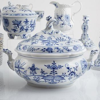 A Meissen Dining and Coffee Service, "Onion Pattern", (90 pieces).