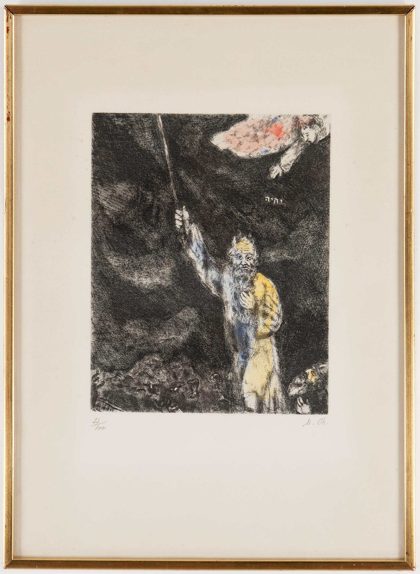 MARC CHAGALL, 1958, etsning med handkolorering, signerad med blyerts och numrerad 33/100.