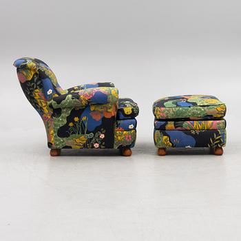 Josef Frank, armchair with footstool, model 336, Svenskt Tenn.