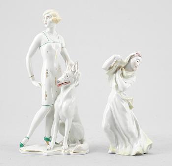 FIGURINER, 2 st porslin, bland annat Theodor Kärner, Rosenthal. 1900-tal.