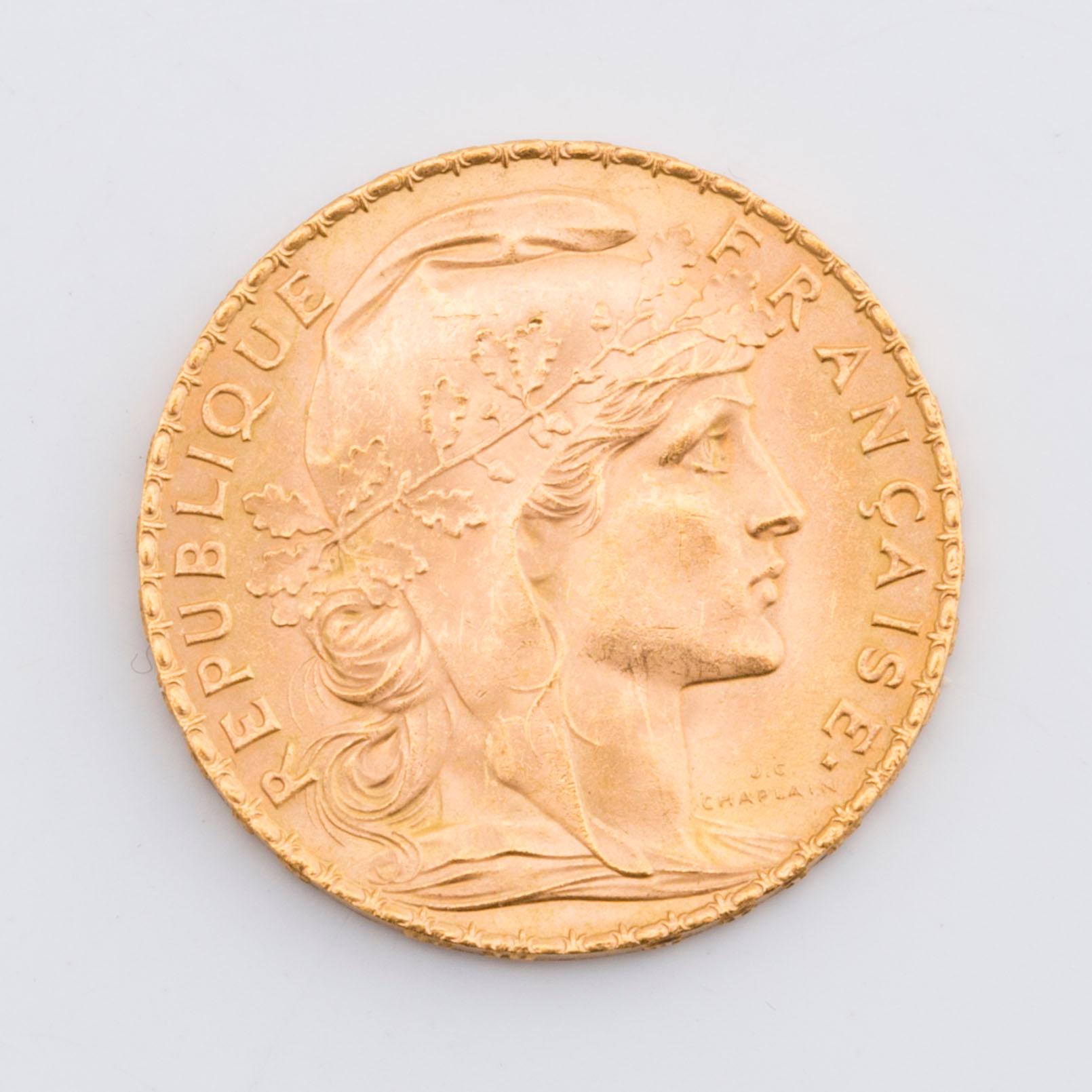 GOLD COIN,  Liberté Égalité Fraternité REPUBLIQUE FRANÇAISE 1912 20 FRANC.