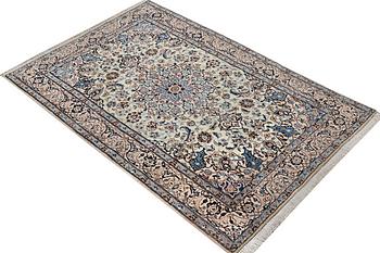 A part silk Nain rug, 9LA, c. 204 x 125 cm.