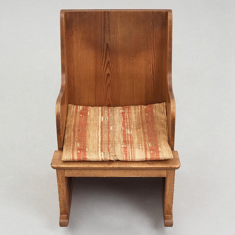 Axel Einar Hjorth, a stained pine "Lovö" rocking chair, Nordiska Kompaniet, Sweden 1930's.