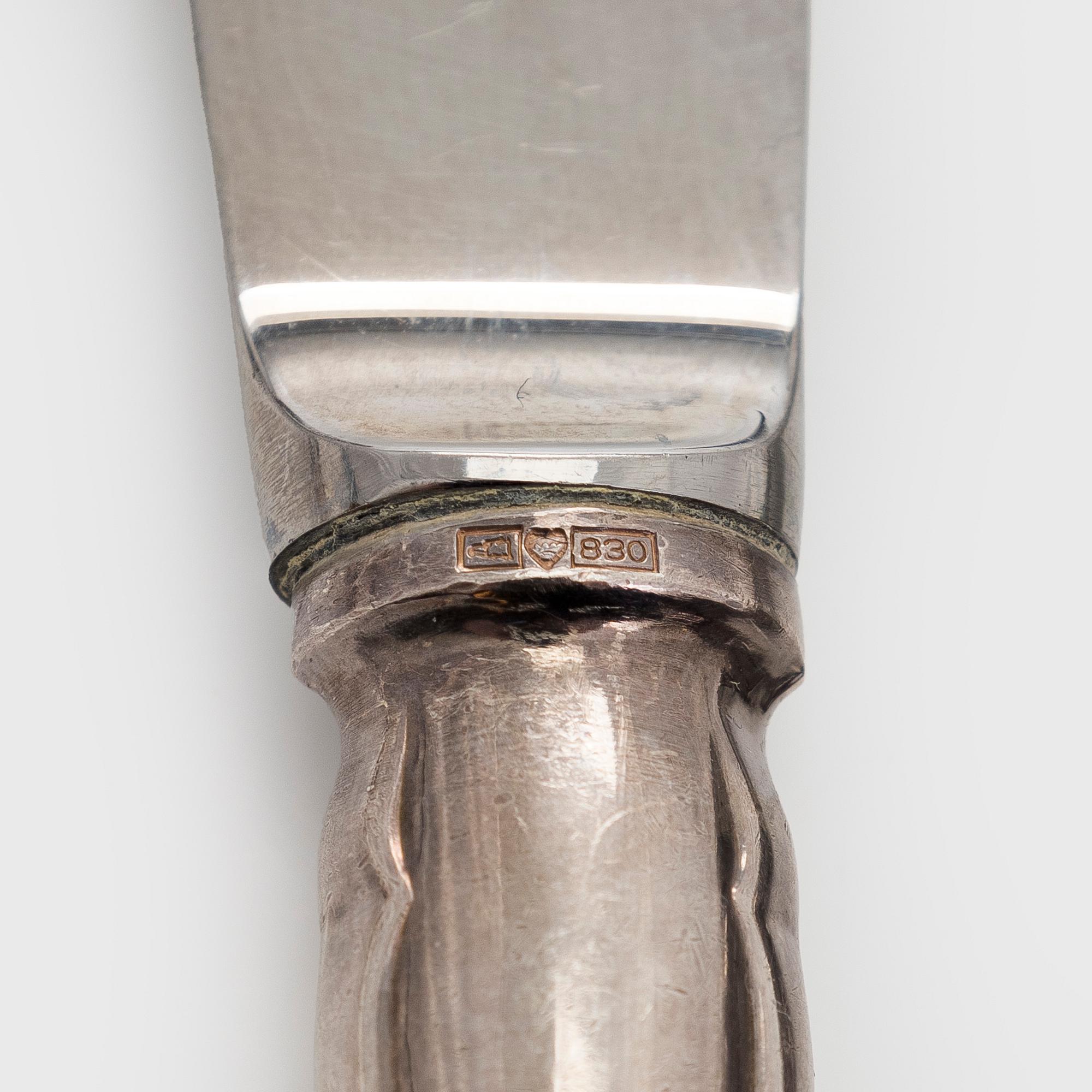 Bestickuppsättning, 48 dlr, silver, "Chippendale", Auran Kultaseppä Åbo 1982.