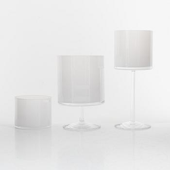 Karl Lagerfelt, a 118-piece "Orrefors" glass service with 94 coaster for Orrefors, Sweden.