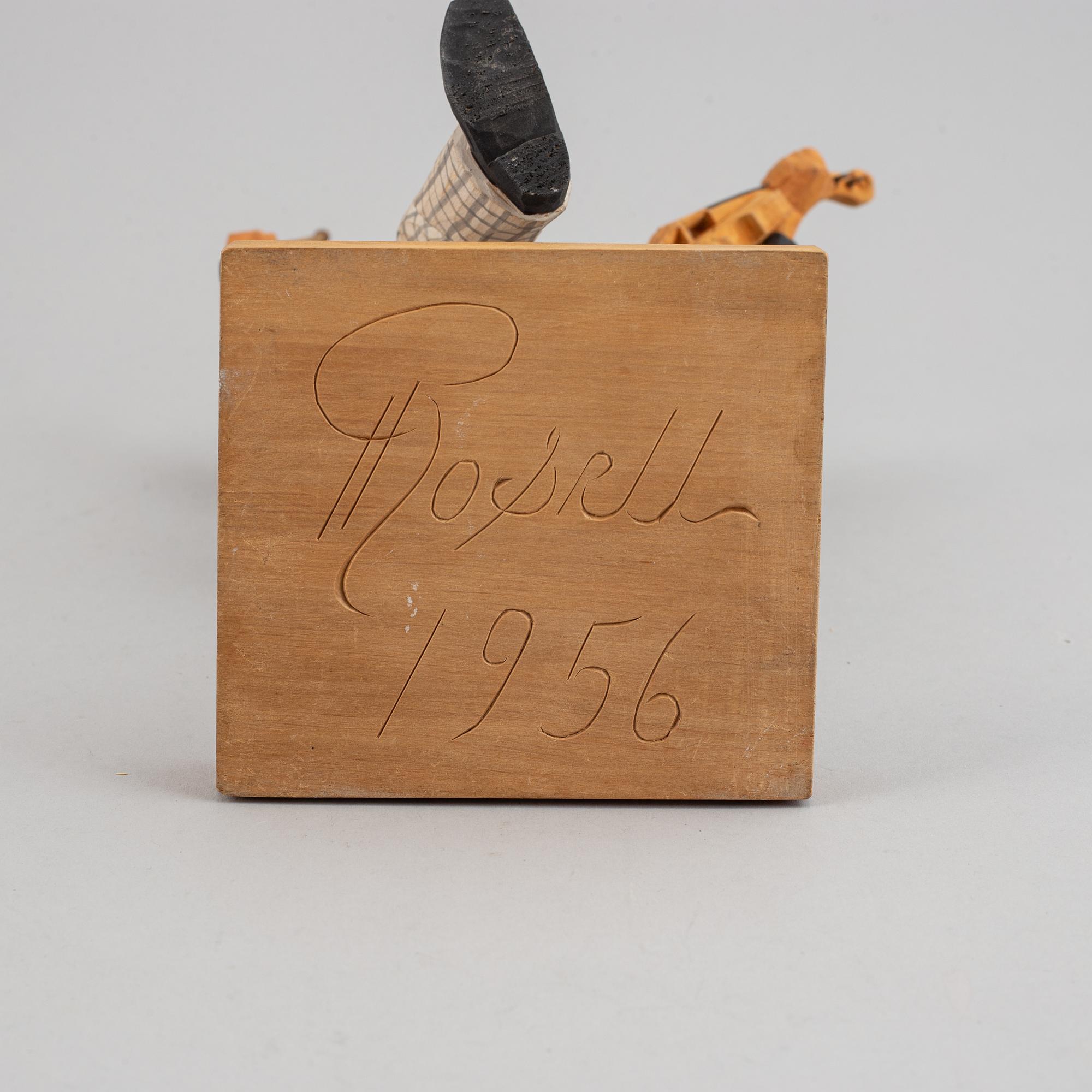 HERMAN ROSELL, sculpture, wood, signed and dated 1956.