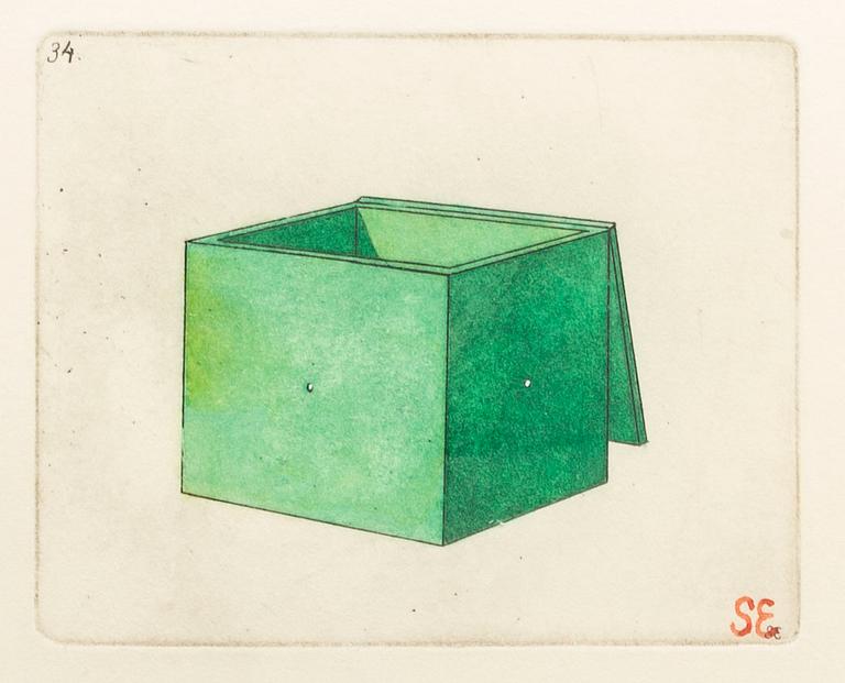 STEN EKLUND, etching, hand coloured, signed.