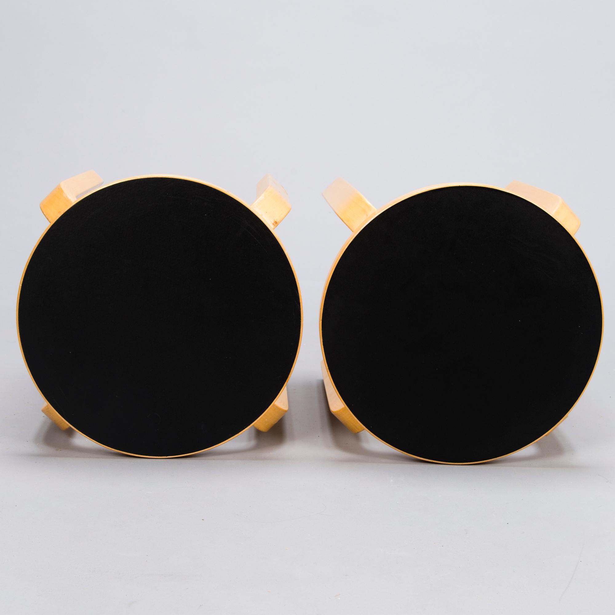 ALVAR AALTO Set of Three 1990s E60 Stools by Artek.