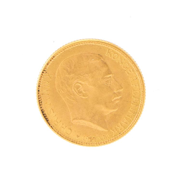 Gold coin 20kr Christian X, Denmark 1914.