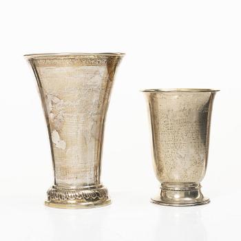 Eleven silver beakers, including marks of K Anderson, CG Hallberg, Eric Löfman for KG Markström, etc.