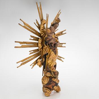 A Madonna with Child sculpture, 18th century, presumably Northern Europe.