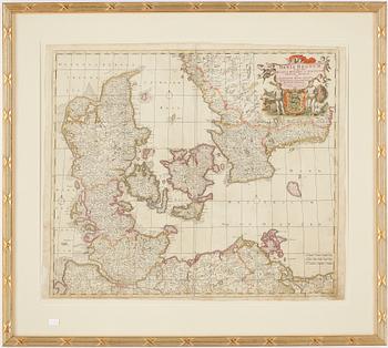 KARTA, "Dania Regnum". Fredrik de Wit, ca 1680.