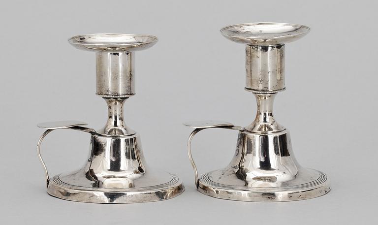 RESELJUSSTAKAR, ett par, silver, Per Zethelius,  Stockholm, 1807.