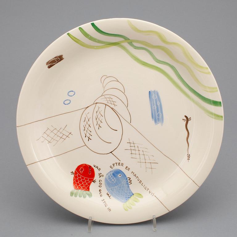 STIG LINDBERG, tallrikar, 12 st, "Löja", Gustavsberg 1948-62.