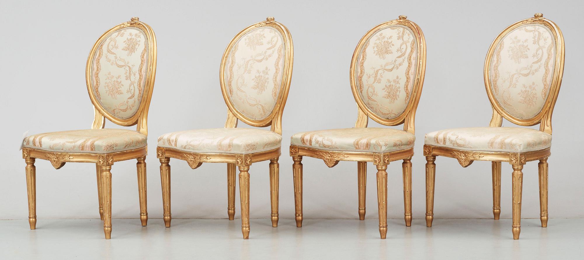 SALONGSGRUPP, 9 delar. Gustaviansk stil, 1900-talets mitt.