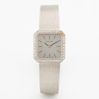 Certina, 18K white gold, wristwatch, 22 mm.