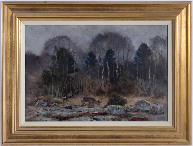 Lindorm Liljefors, Rådjur i vårvinterlandskap.