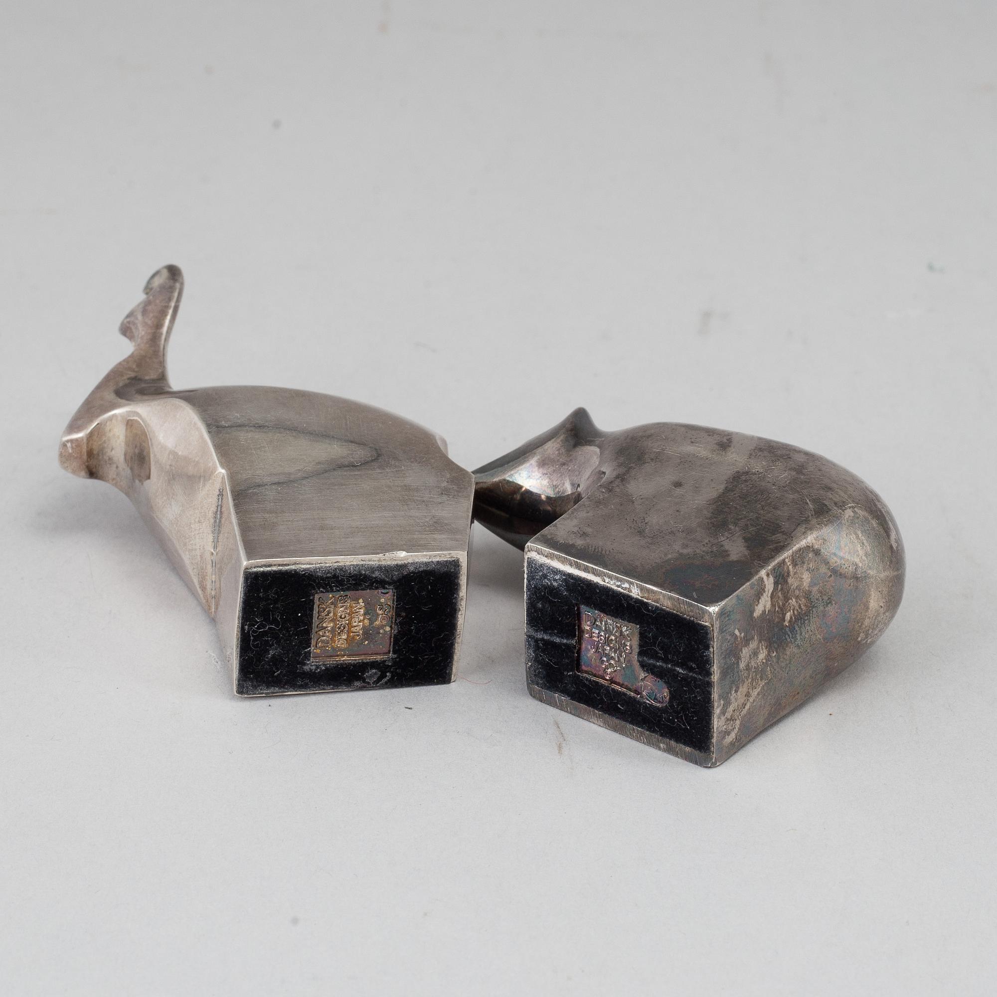 GUNNAR CYRÉN, bl a, figuriner, 2 st. Silverpläterad zink. Dansk Designs, Japan.