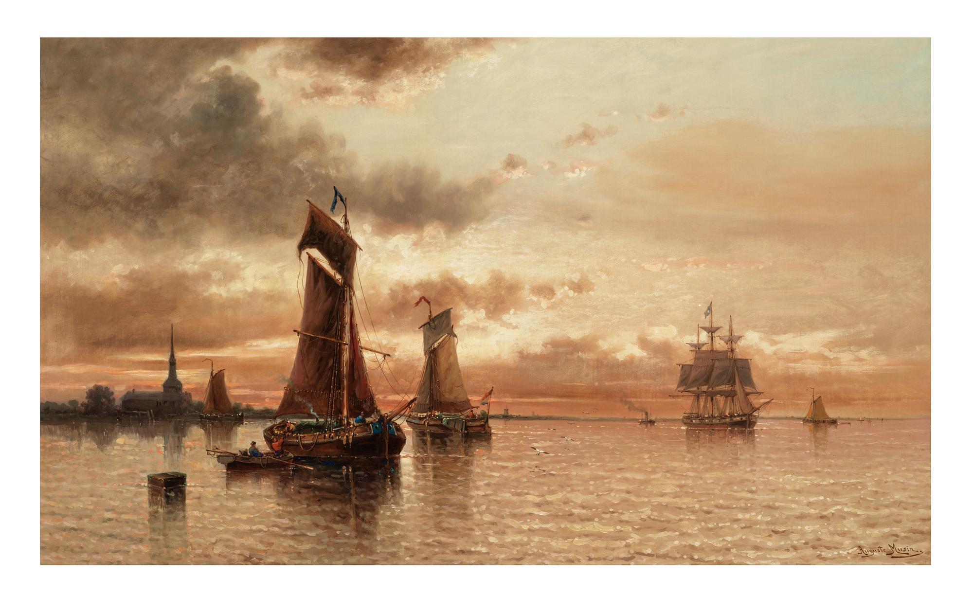 Auguste Musin, "Couchant doré sur l'Escaut".