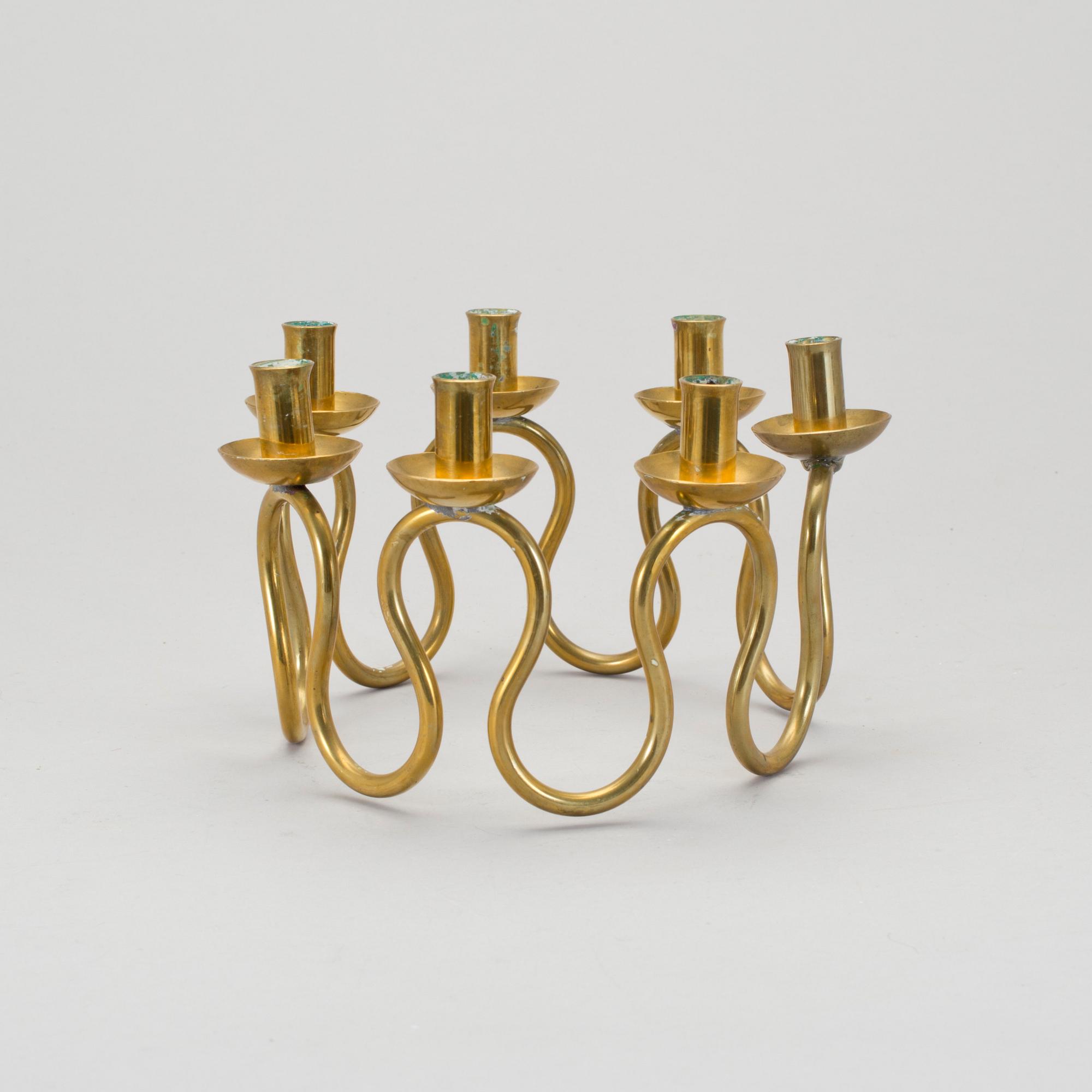 LJUSSTAKE, mässing, Lars Holmström, Arvika för Svenskt tenn, 1900-talets andra hälft.