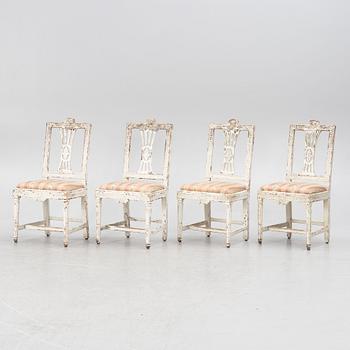 Four late Gustavian chairs, Sweden, end of the 18th century.