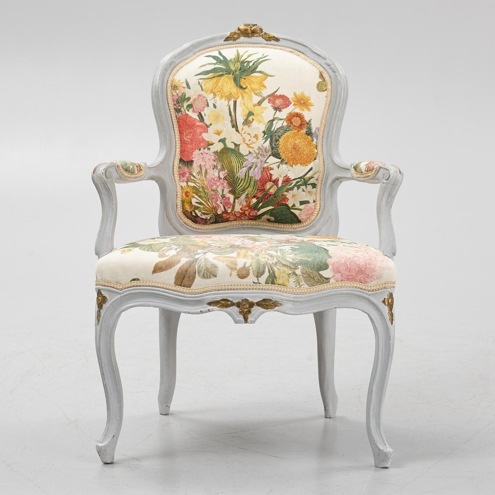 Karmstol, rokokostil, 1800-tal.