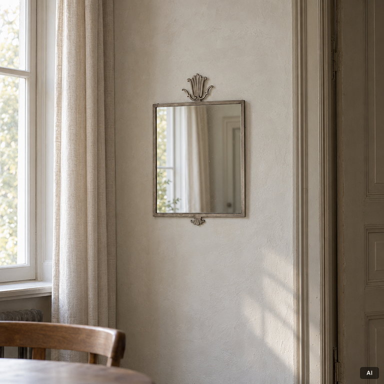 Edvin Ollers, a pewter mirror, Schreuder & Olsson, Stockholm, 1928.