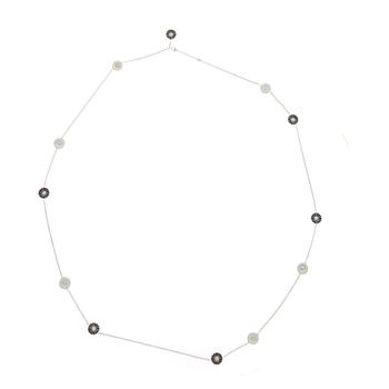 GEORG JENSEN, NECKLACE, "Daisy", white and black enamel, silver.