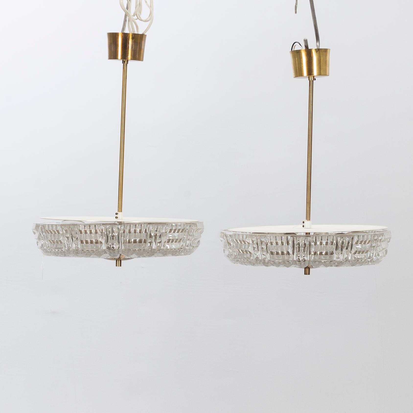 A PAIR OF CEILING LAMPS BY CARL FAGERLUND FOR ORREFORS.