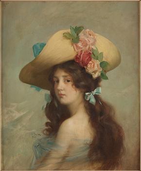 LOUIS ADOLPHE TESSIER, oil on canvas. Signed and dated 1908.