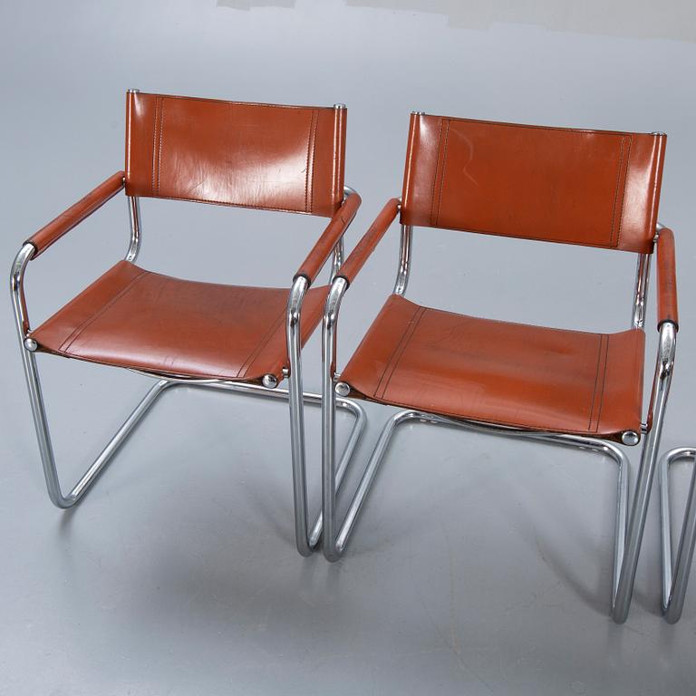 A swet of four Italien leather armchairs later part of the 20th century.
