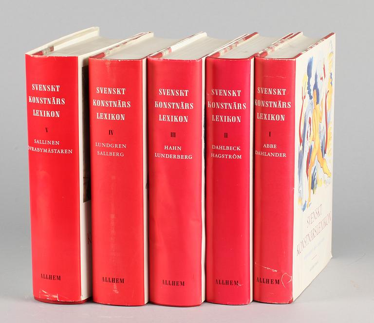 SVENSKT KONSTNÄRSLEXIKON, 5 vol. Allhems förlag Malmö. 1952-67 ,