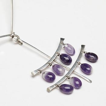 Vivianna Torun Bülow-Hübe, a sterling and amethyst necklace, Georg Jensen, Denmark, design nr 167 and 136.