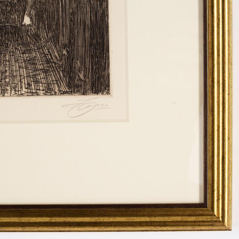 Anders Zorn, etching, 1914, signed in pencil.