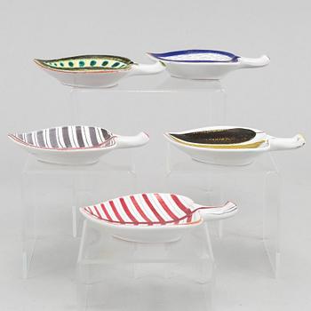 Stig Lindberg, five earthenware dishes, Gustavsberg studio.