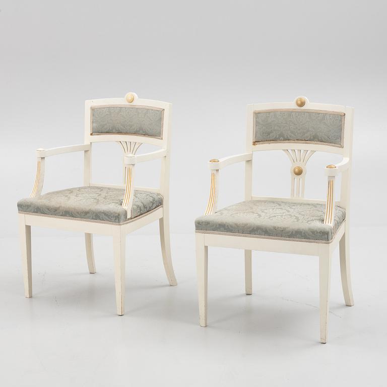 A pair of Empire style armchairs, 20th century.