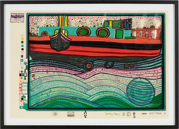 Friedensreich Hundertwasser, 'Regentag on waves of love'.